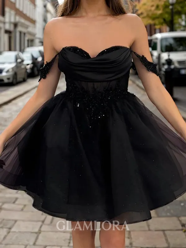 Perfect A-line Off-the-Shoulder Ruffles Short/Mini Tulle Corset Dress