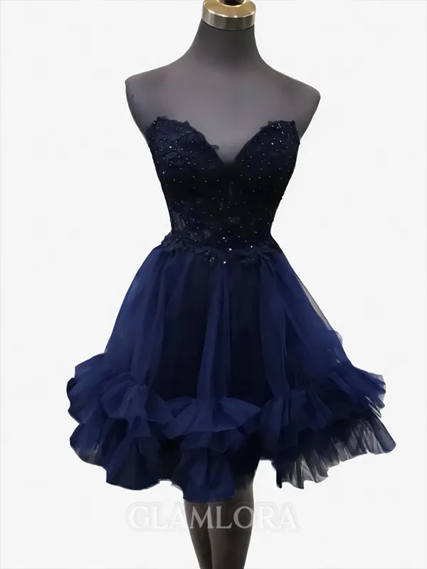 Glam A-line Sweetheart Ruffles Short/Mini Tulle Corset Dress
