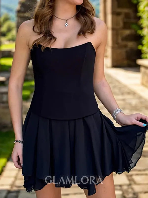 Splendid A-line Straight Short/Mini Chiffon Corset Dress