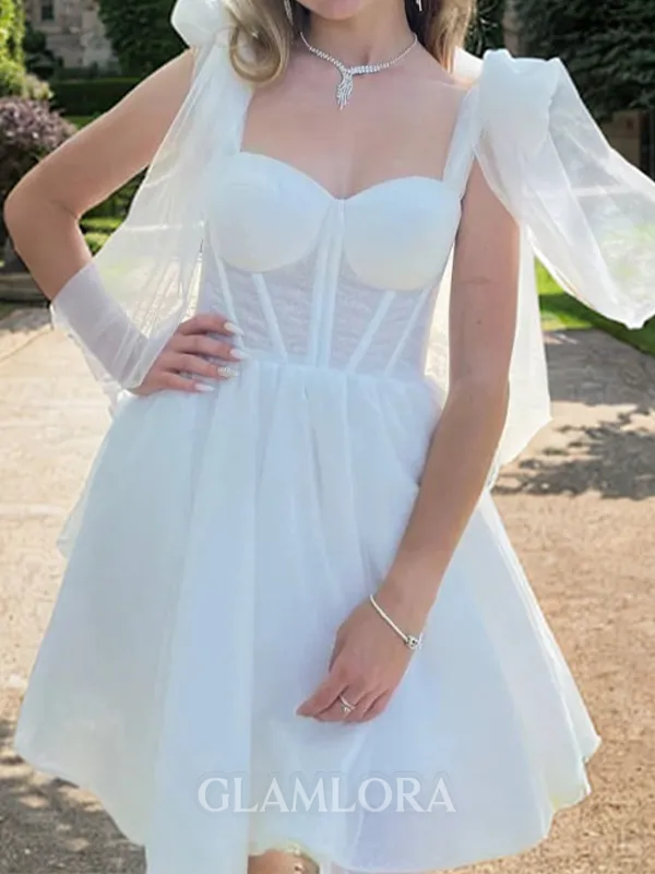 Show-stopping A-line Straps Bow Short/Mini Tulle Corset Dress