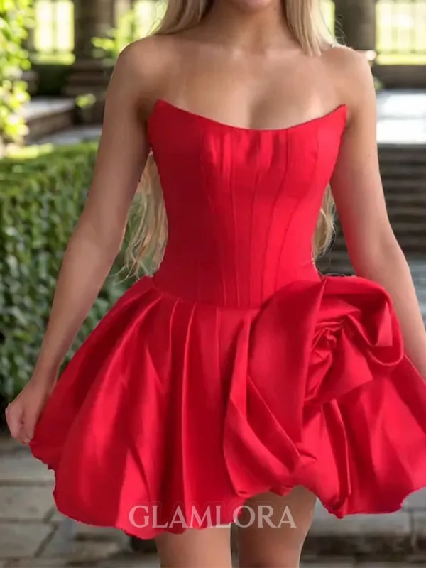 Magnificent A-line Straight Ruffles Short/Mini Satin Corset Dress