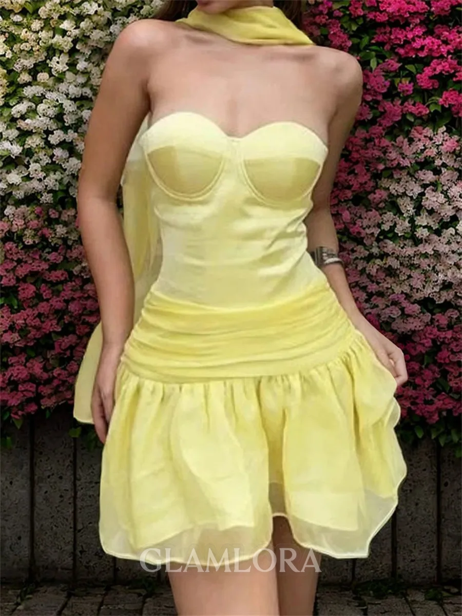 Breathtaking A-line Sweetheart Ruffles Short/Mini Organza Corset Dress