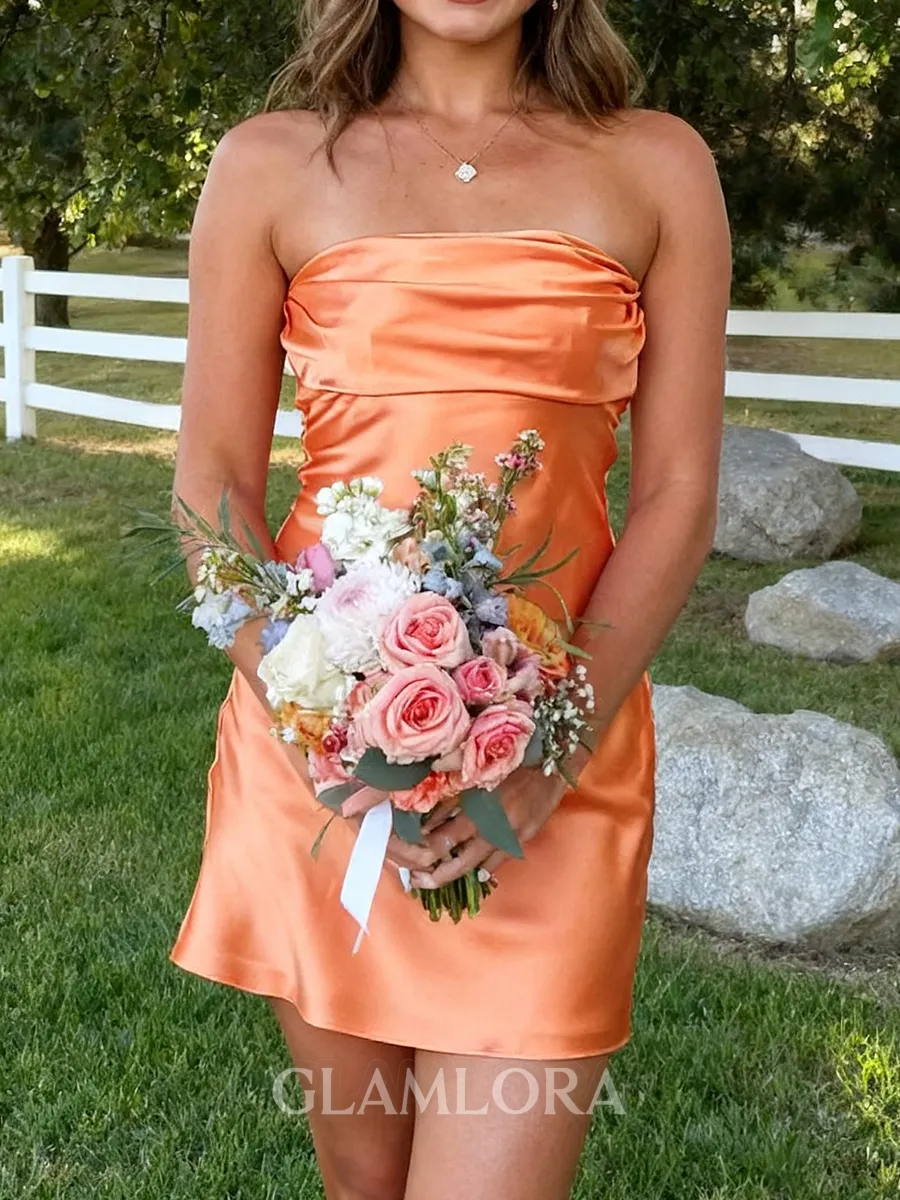 Pretty Sheath Straight Pleated Short/Mini Silk Like Satin Dress
