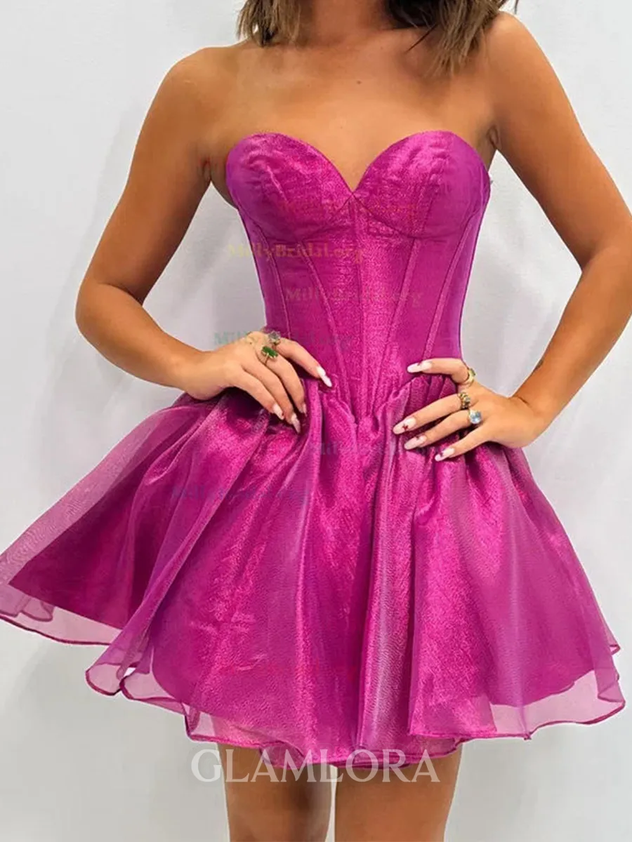 Magnificent A-line Sweetheart Ruffles Short/Mini Corset Homecoming Dress