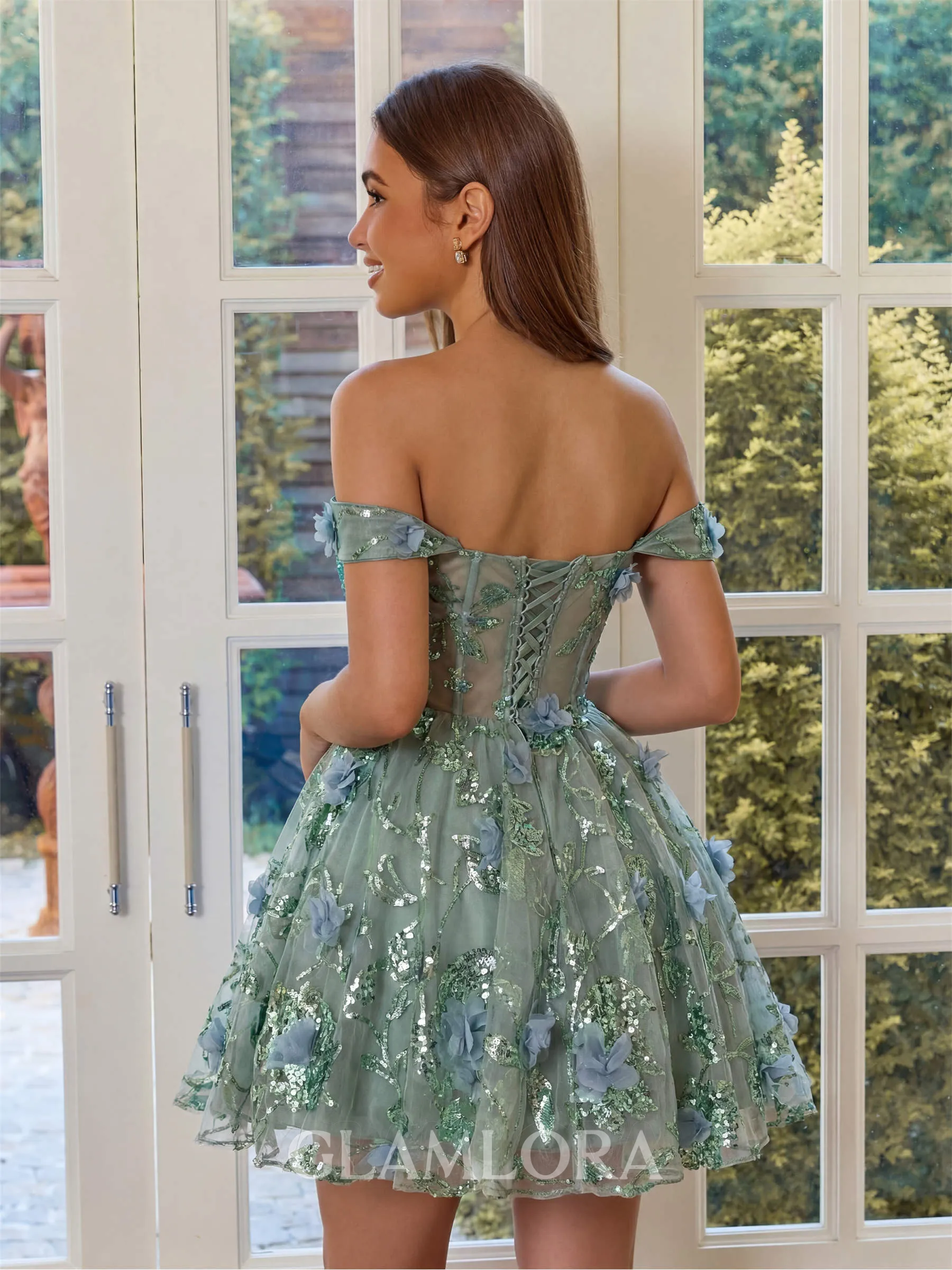 classic homecoming dresses A-Line Off-the-Shoulder Sequin Short/Mini Lace Corset Dress modest homecoming dresses