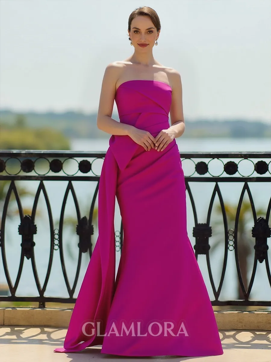 Charming Sheath strapless Pleated Floor-Length Jersey Mother Of The Bride Dresses