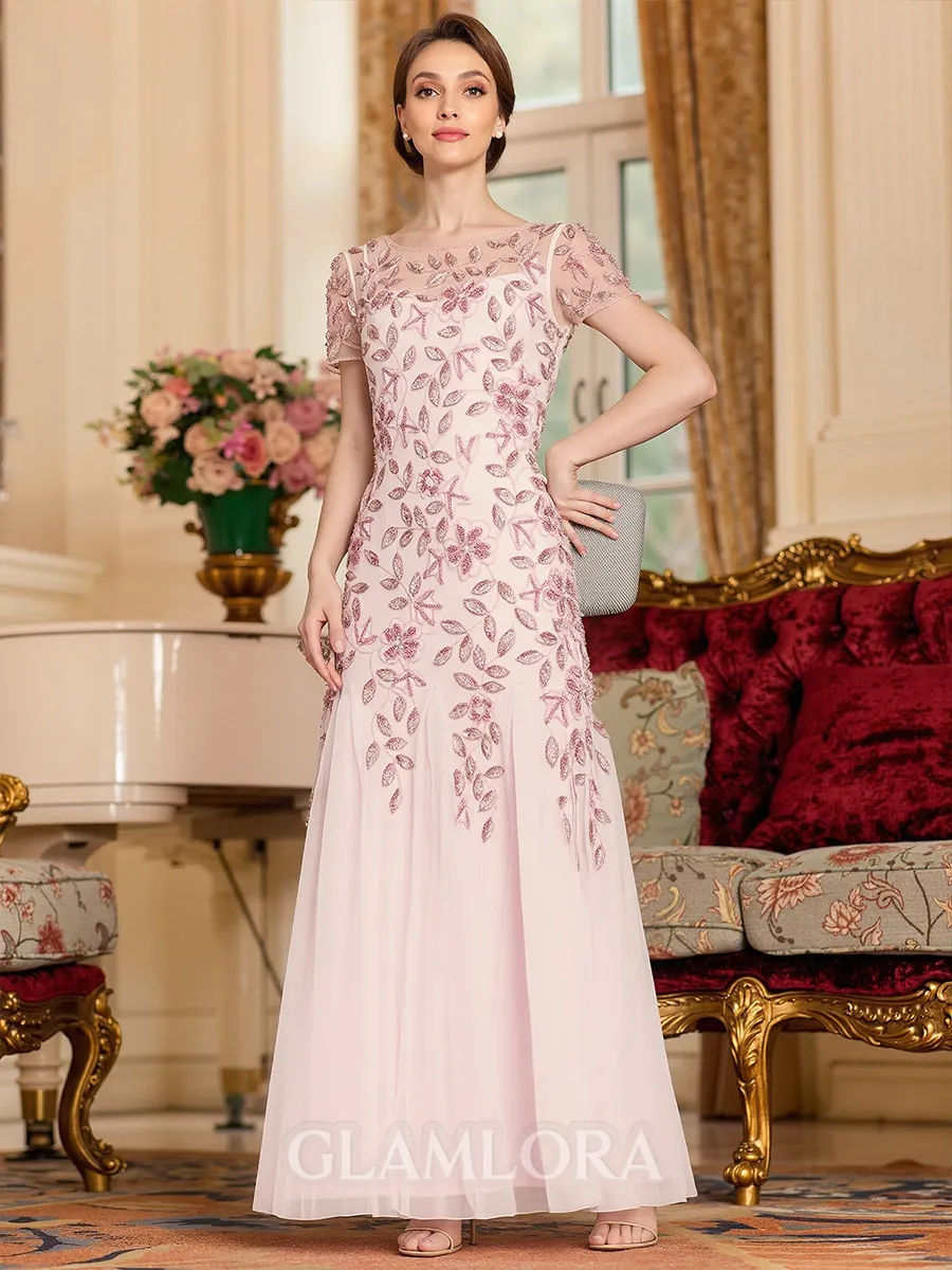 Perfect A-Line Tulle Applique Scoop Ankle-Length Mother Of The Bride Dresses