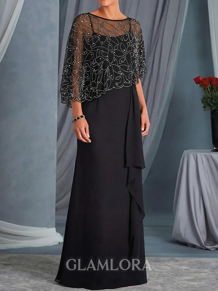 Glamorous Sheath Scoop Ruffles Floor-Length Chiffon Mother of the Bride Dress