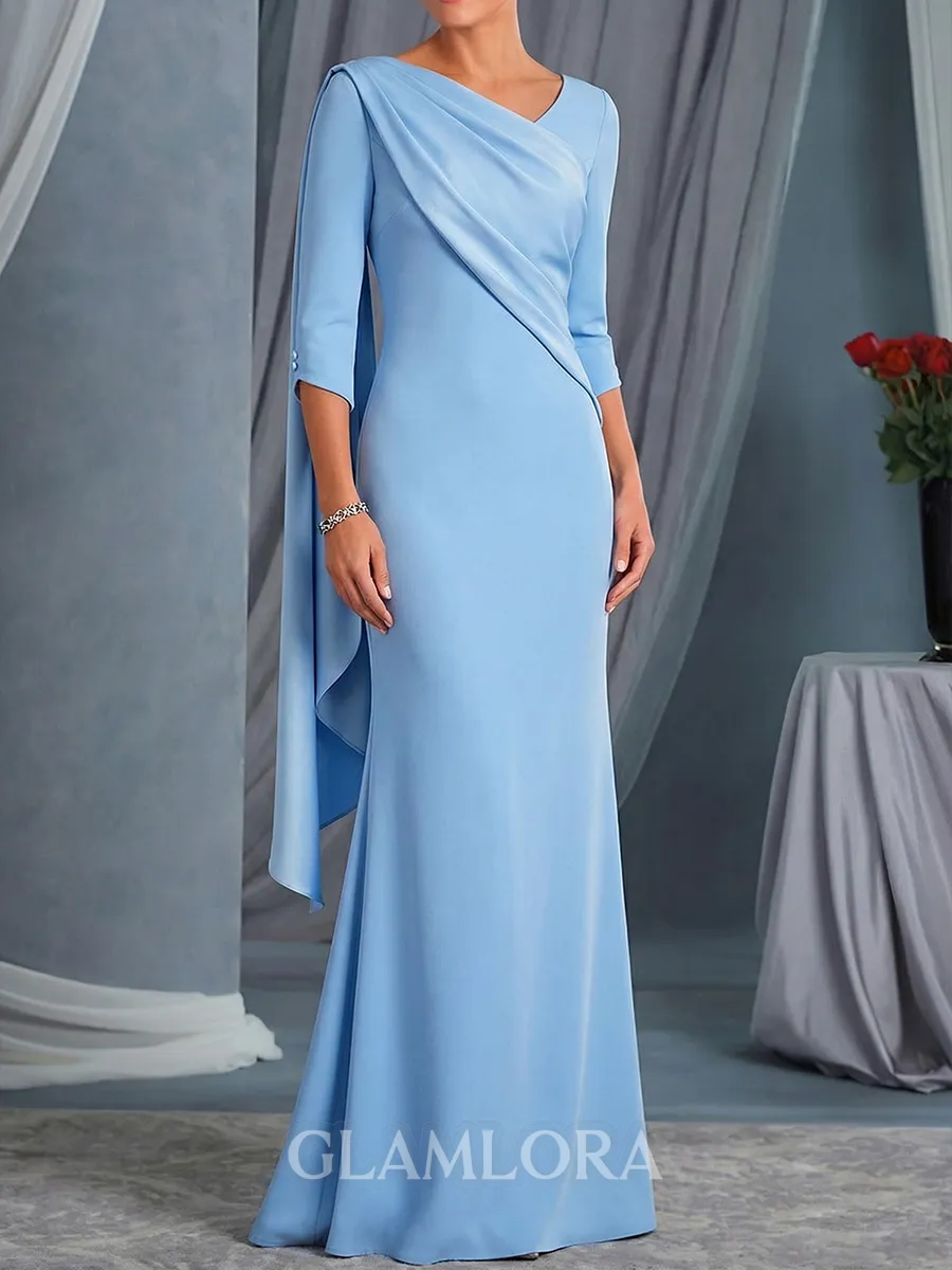 Resplendent Sheath Sweep Train Jersey Mother of the Bride Dress
