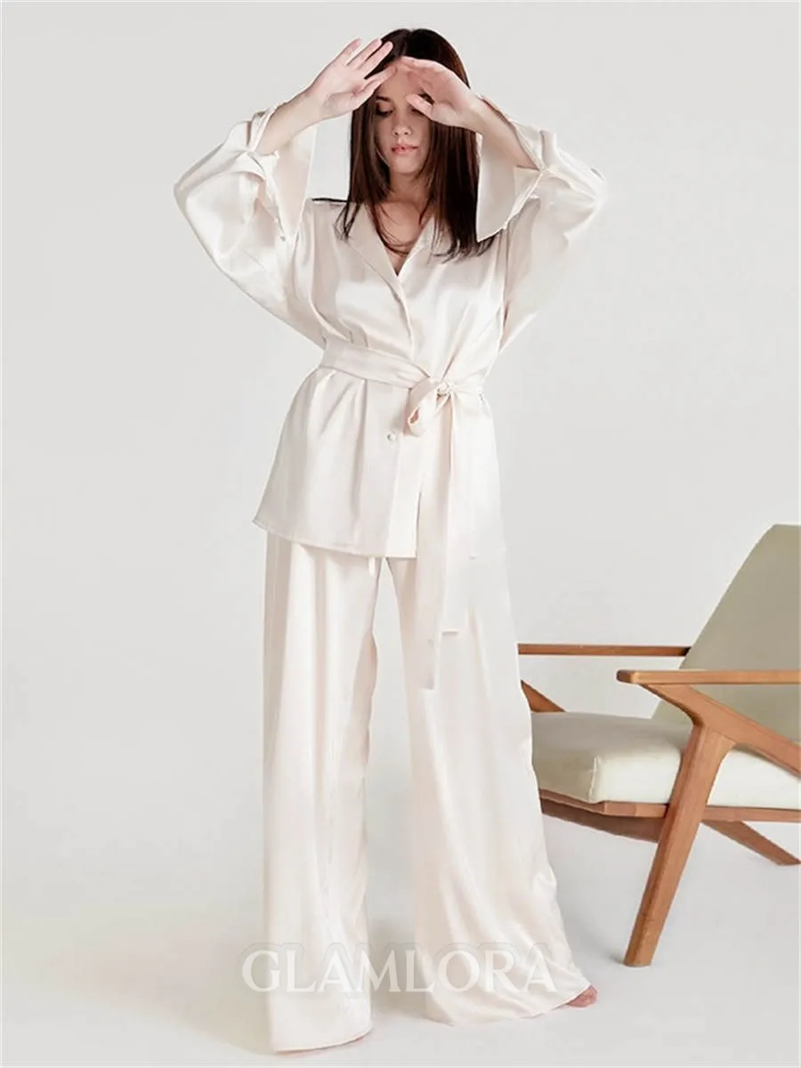 V-neck Long Sleeves Floor-Length 2-Piece Set