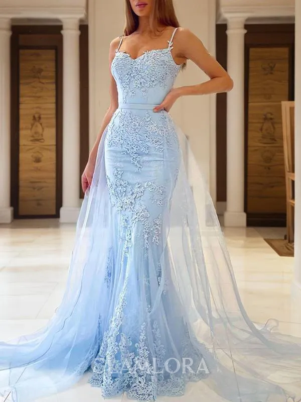 A-line Princess Spaghetti Straps Beautiful Sleeveless Court Train Tulle Dress
