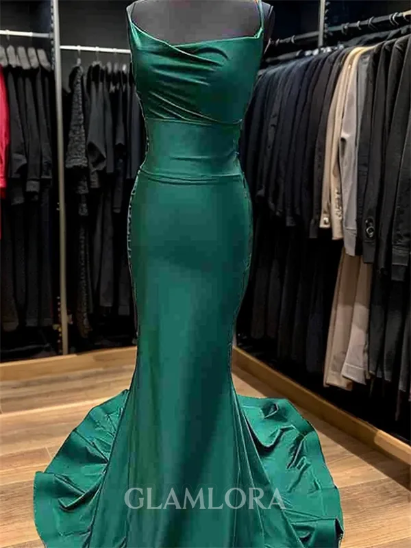 Trumpet/Mermaid Pretty Straps Sweep Train Silk like Satin Dress