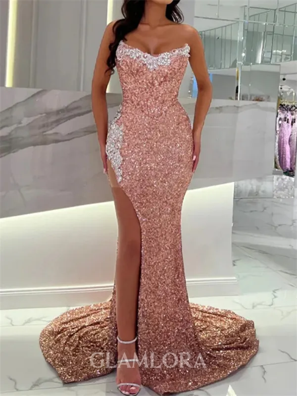 Grand Sheath Straight Beading Court Train Velvet Sequins Dress