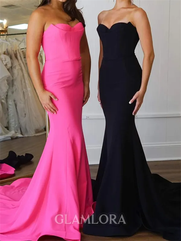 Gorgeous Sheath Sweetheart Court Train Stretch Crepe Dress