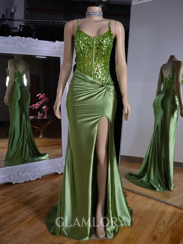 Glam Sheath V-Neck Appliques Lace Sweep Train Silk Like Satin Corset Dress