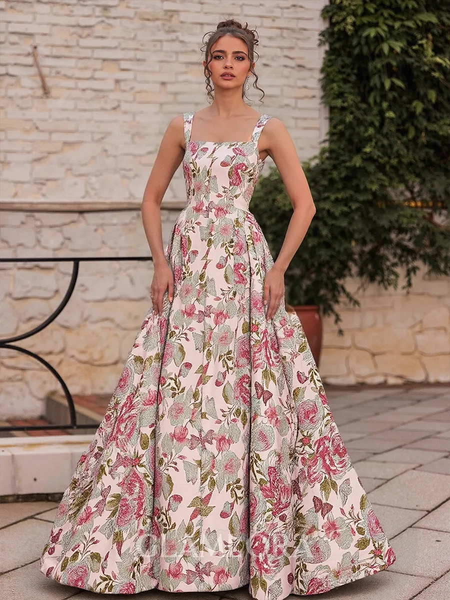 Captivating A-Line Straps Pleated Floor-Length Prom Dress