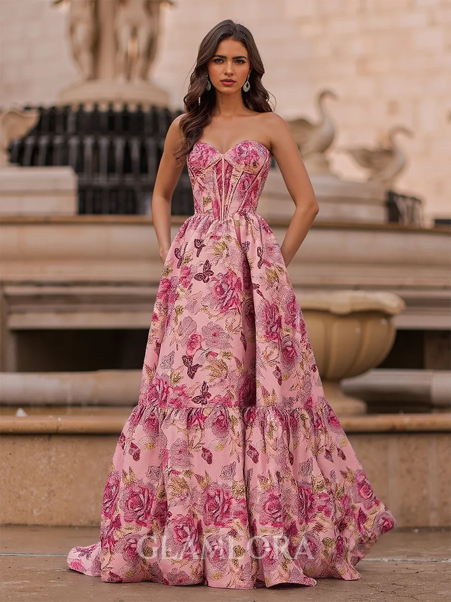 Splendiferous A-Line Sweetheart Pleated Sweep Train Corset Prom Dress