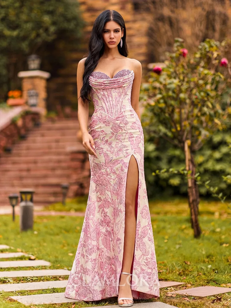 Extravagant Sheath Sweetheart Pleated Sweep Train Corset Prom Dress
