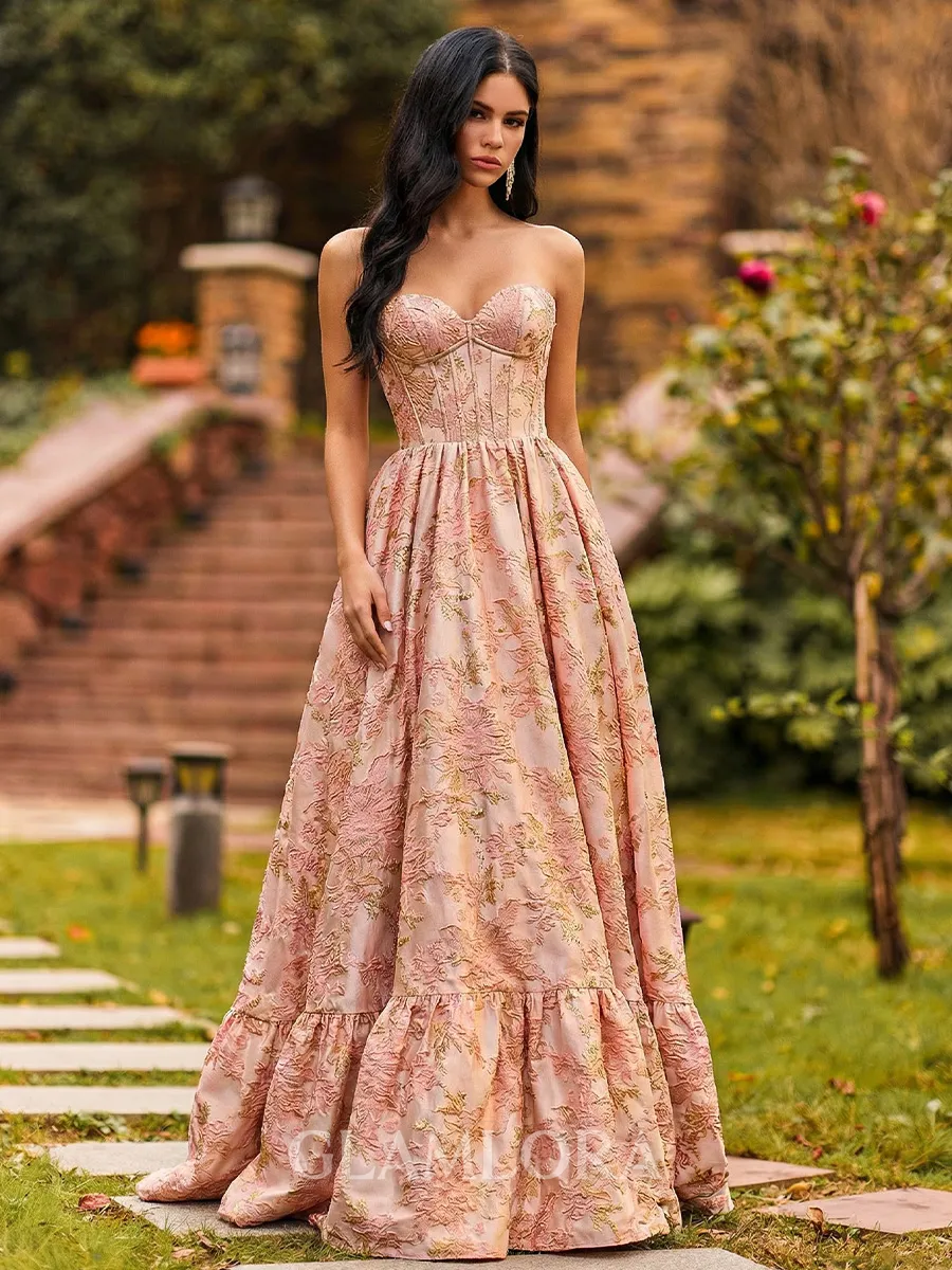 Charming A-Line Sweetheart Pleated Sweep Train Corset Prom Dress