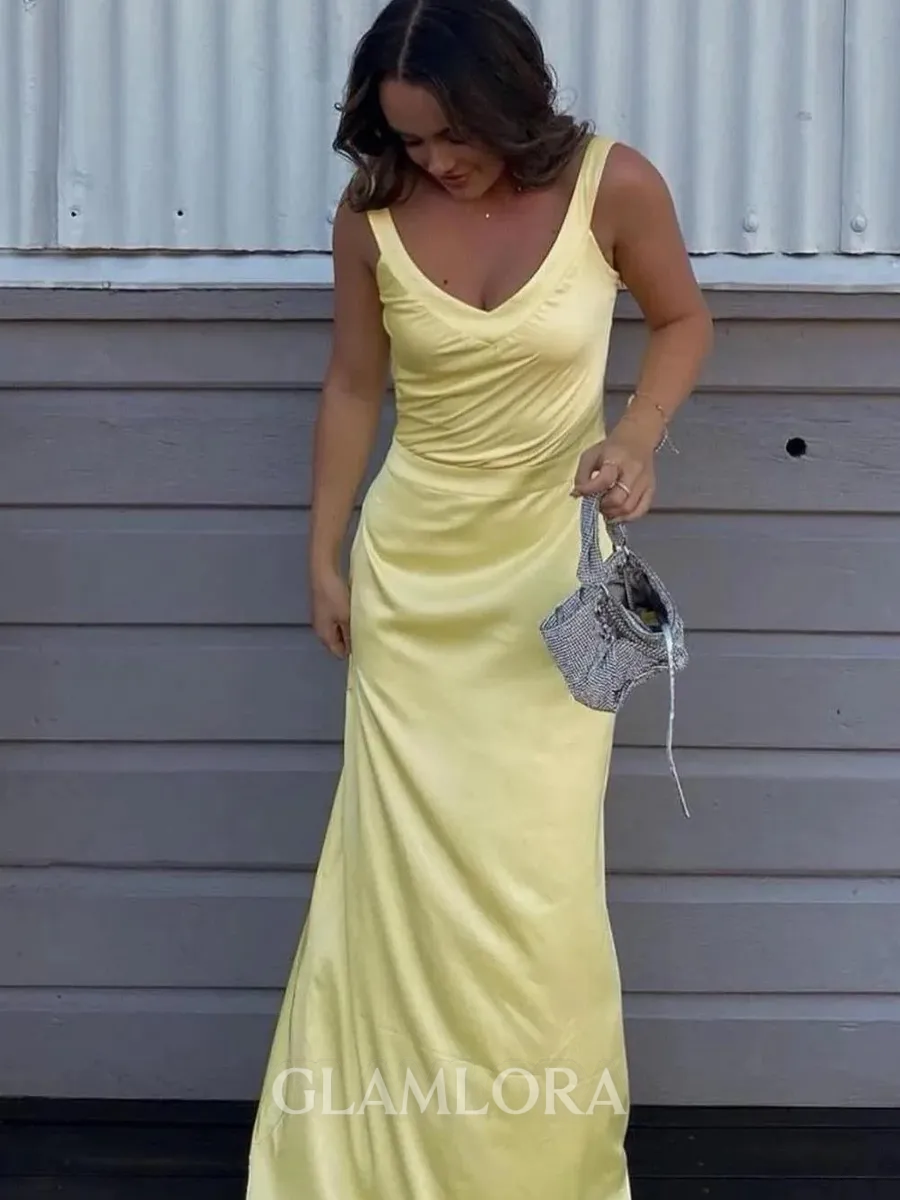 Aristocratic Sheath Straps Floor-Length Silk Like Satin Prom Dress