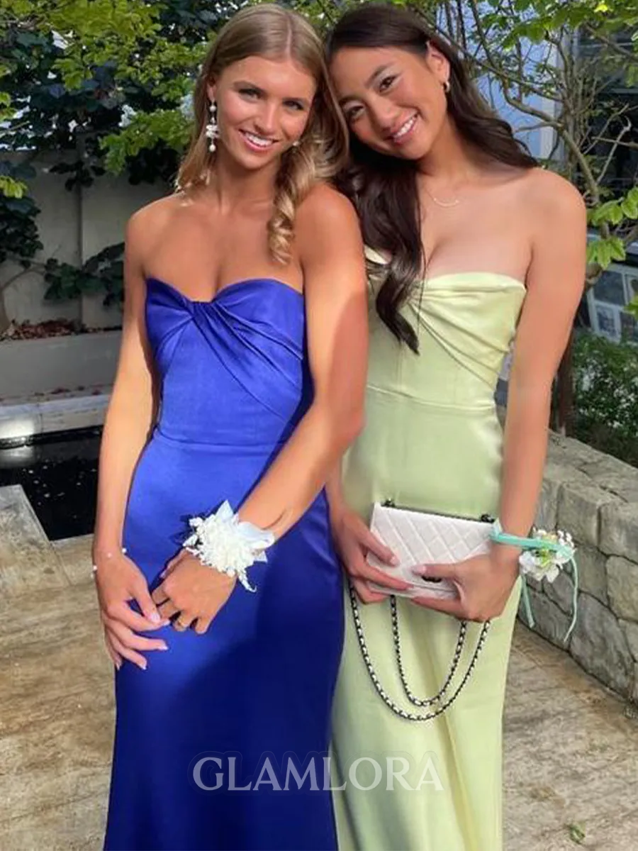 Stunning Sheath Sweetheart Pleated Floor-Length Silk Like Satin Prom Dress