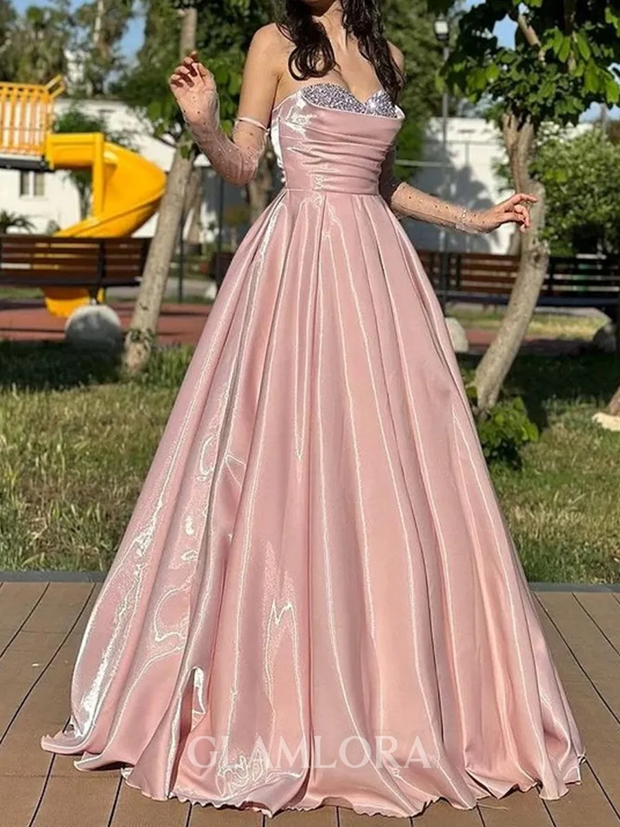 Glamorous A-line Sweetheart Ruffles Floor-Length Corset Prom Dress