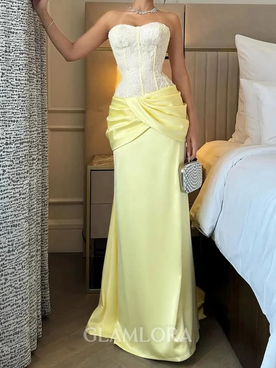 Gorgeous Sheath Sweetheart Pleated Court Train Satin Corset Prom Dress