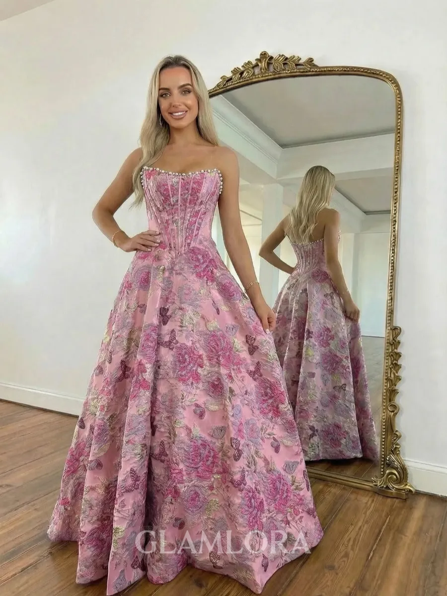 Mesmerizing A-Line Straight Beading Floor-Length Corset Prom Dress