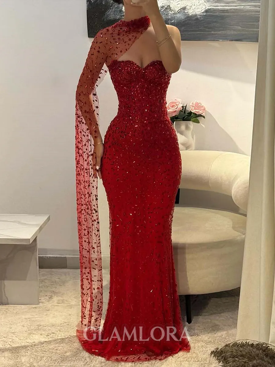 Stunning Sheath Sweetheart Beading Sweep Train Tulle Prom Dress