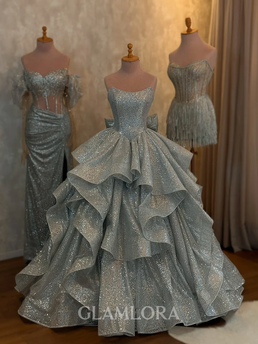 Aristocratic A-Line Straight Bow Floor-Length Corset Prom Dress