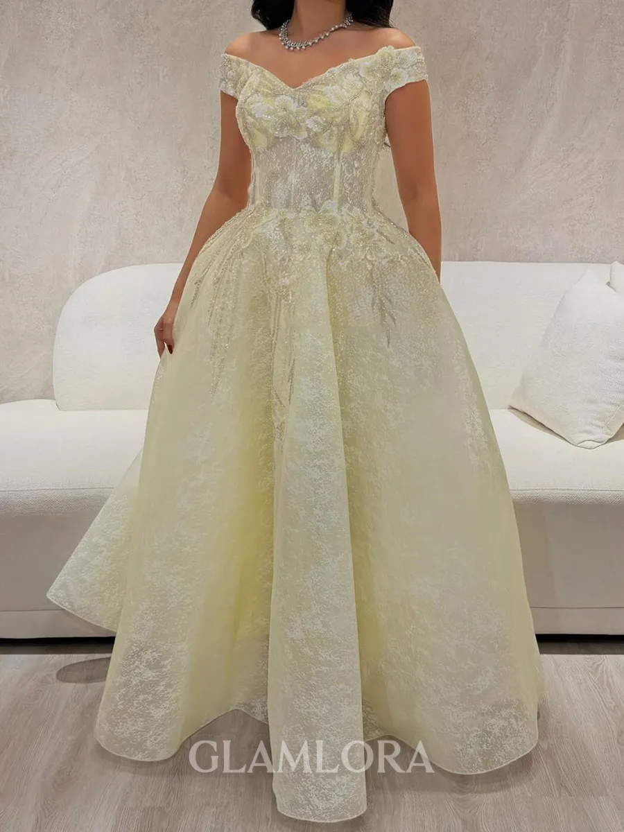 Perfect A-Line Off-the-Shoulder Ruffles Floor-Length Tulle Corset Prom Dress