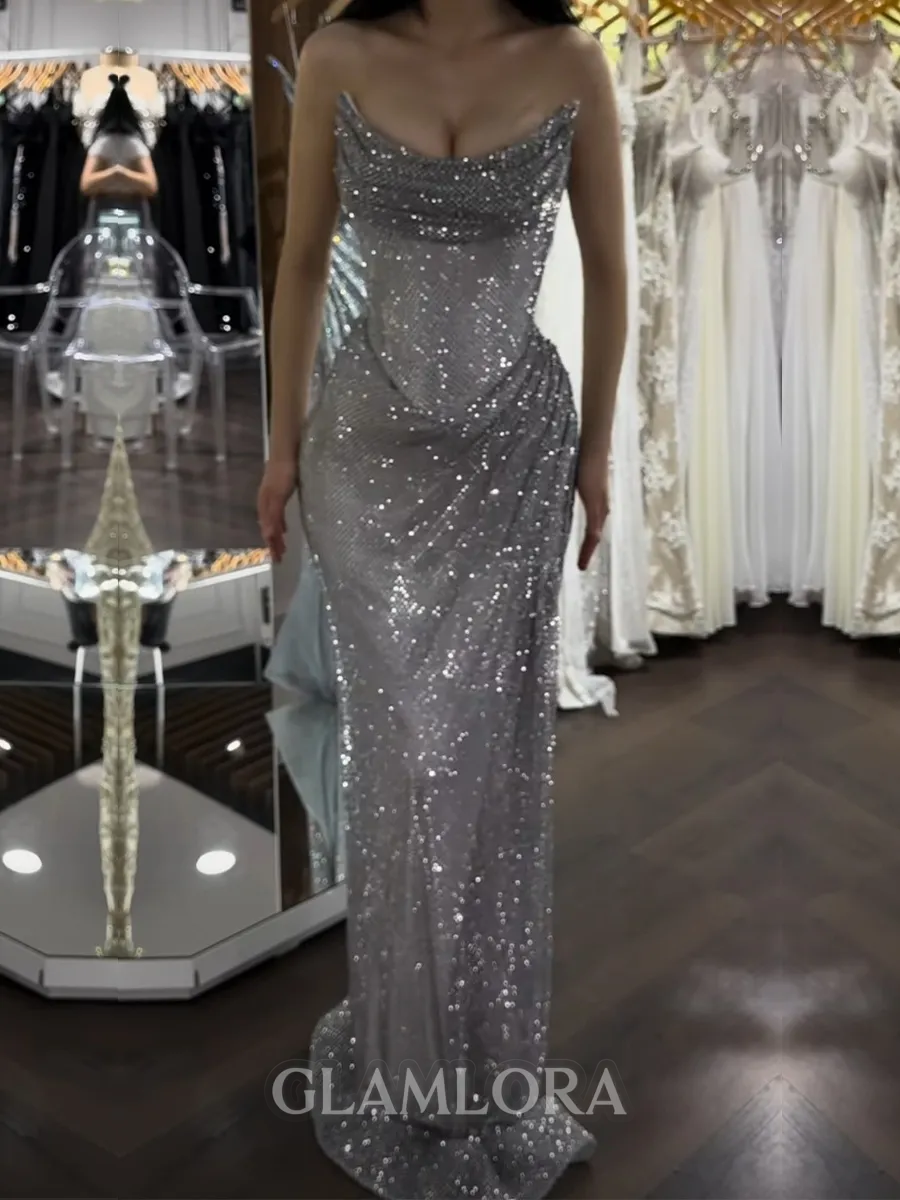 Hot Sheath Straight Pleated Floor-Length Prom Dress