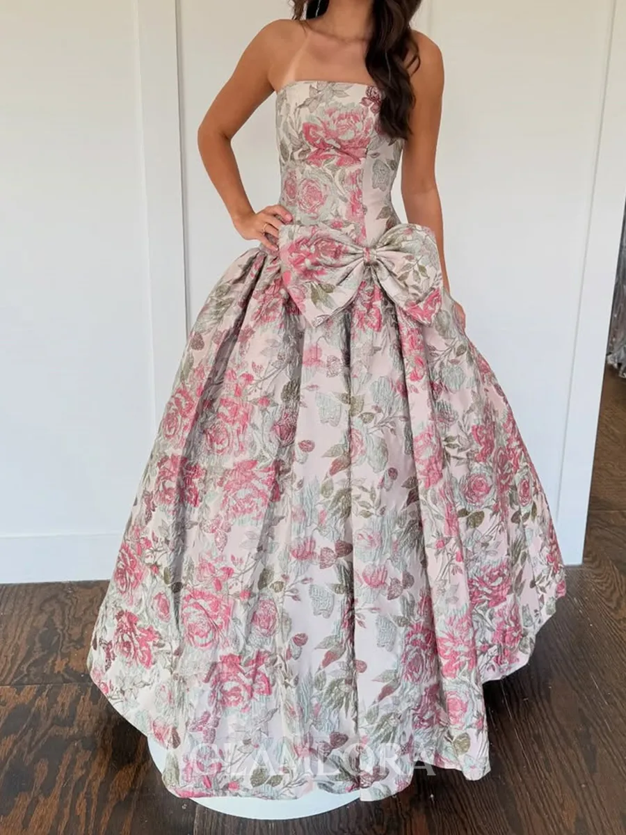 Mesmerizing Ball-Gown Straight Bow Floor-Length Corset Prom Dress