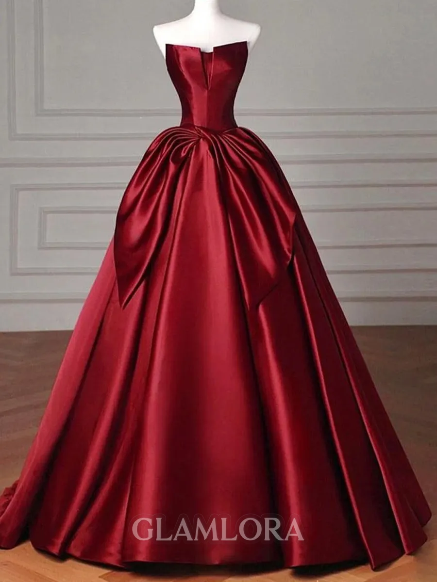 Delicate A-Line Straight Ruffles Floor-Length Satin Corset Prom Dress