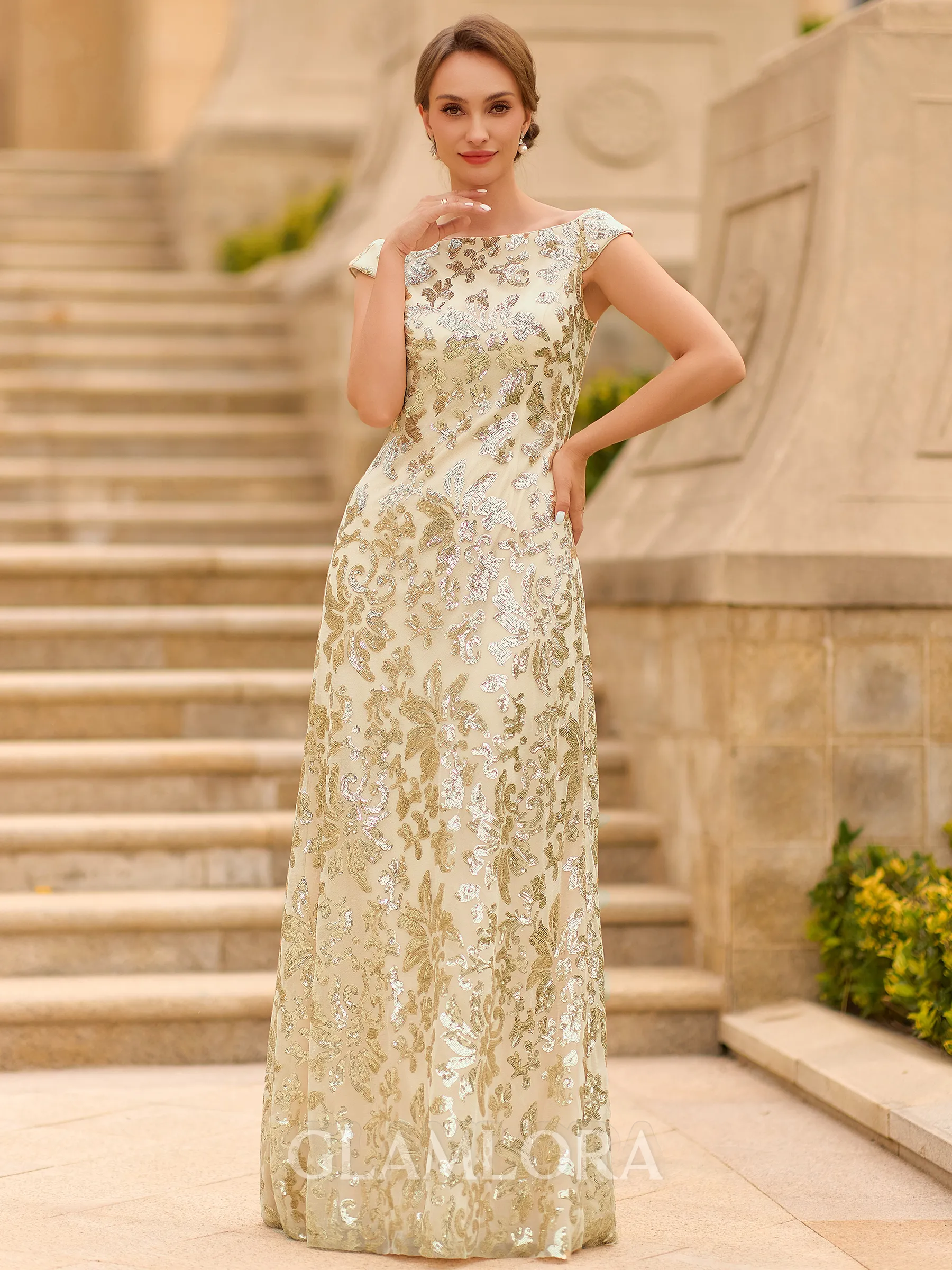 Modest Sheath Bateau Floor-Length Lace Mother of the Bride Dress