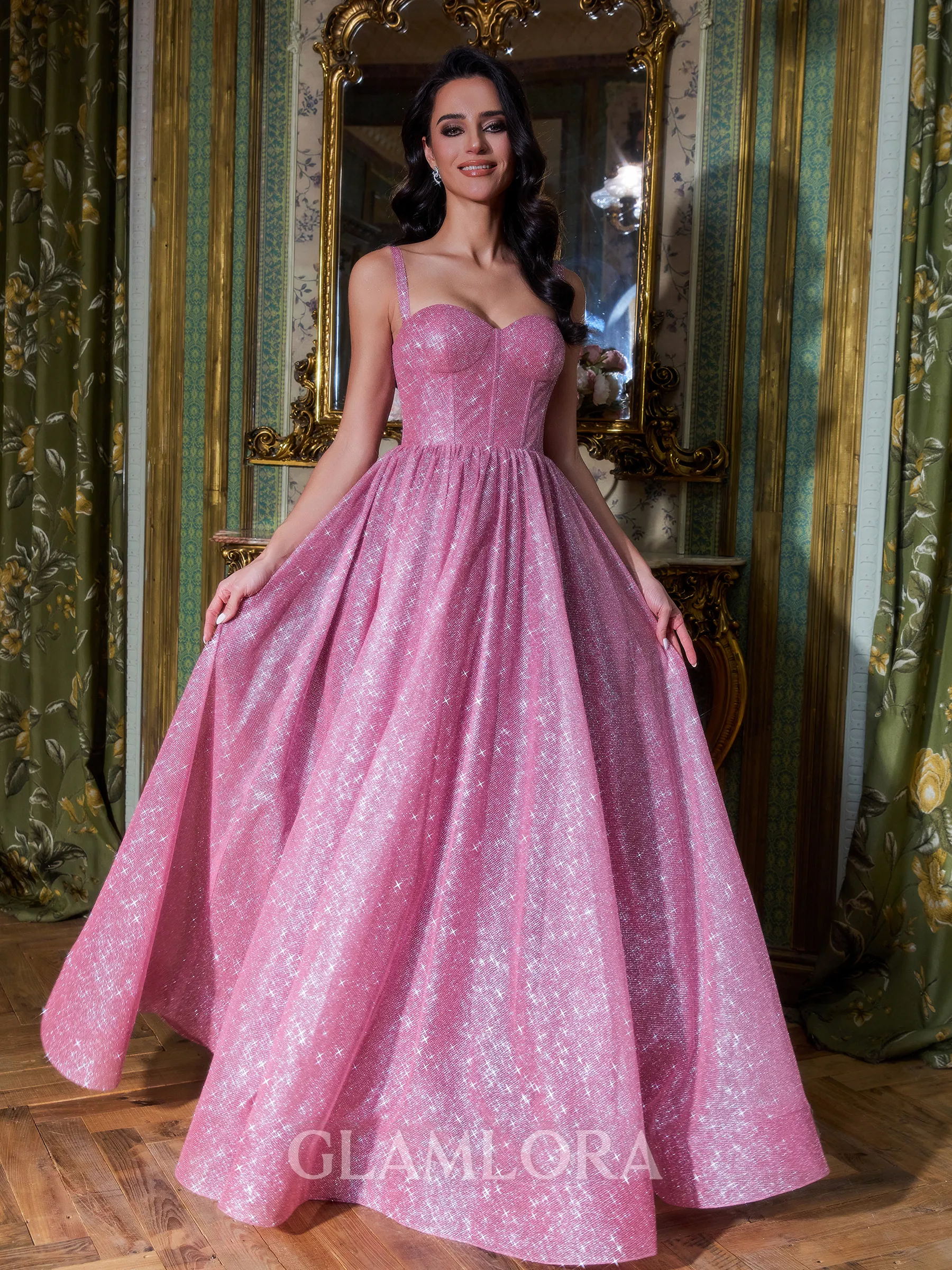 Opulent A-Line Straps Floor-Length Corset Prom Dress