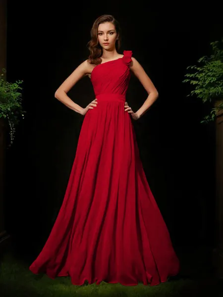 A-line One-Shoulder...