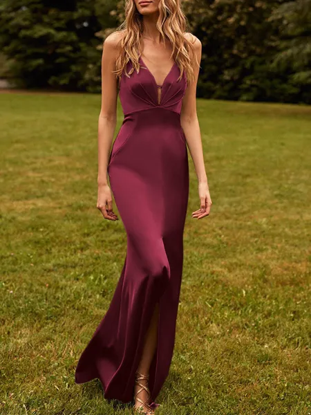 Sheath/Column Unique V-neck...