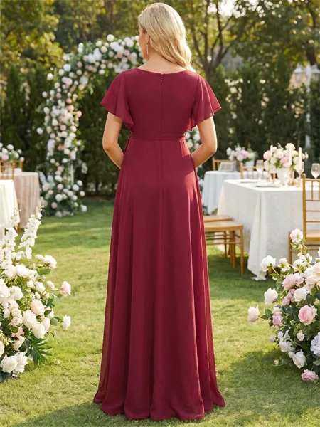 Hermosos A-Line V-Neck...
