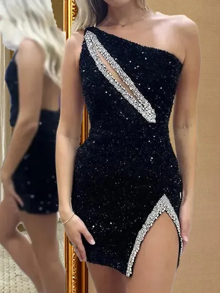 Fashion Sheath One-Shoulder...