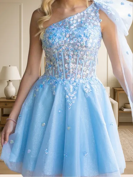 Glam A-line One-Shoulder...