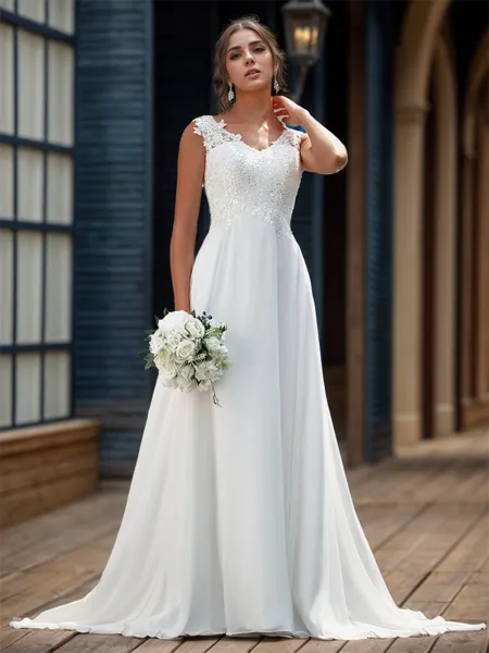 A-line Stunning V-neck...