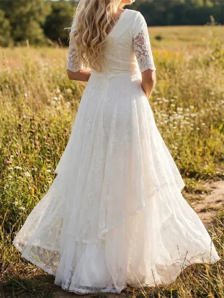 Breathtaking A-Line V-Neck...