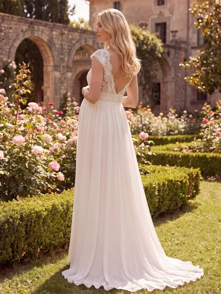Captivating A-Line V-Neck...