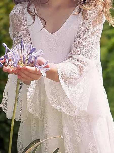Charming A-line V-neck Long...