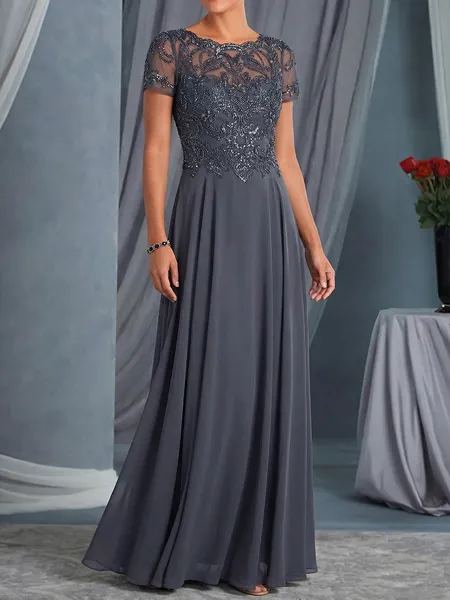 Chic A-Line Scoop Appliques...