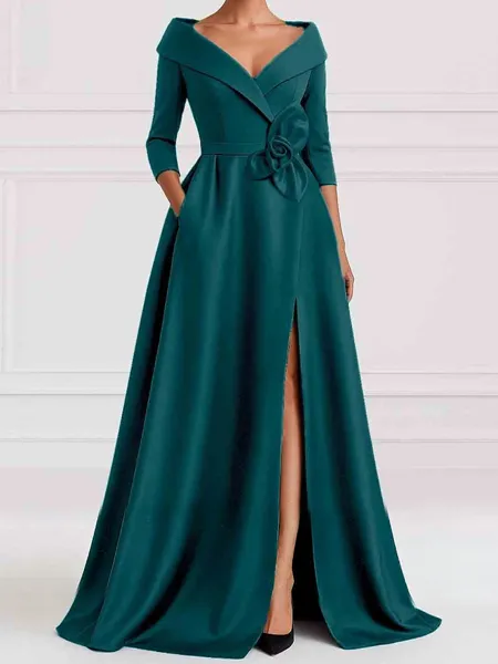 Glamorous A-Line V-Neck 3/4...