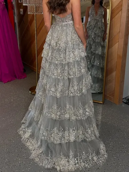 Striking A-Line V-Neck...