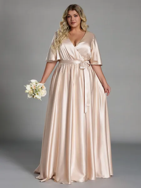 Glamorous A-line V-Neck...