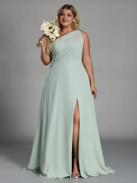 Trendy A-line One-Shoulder...